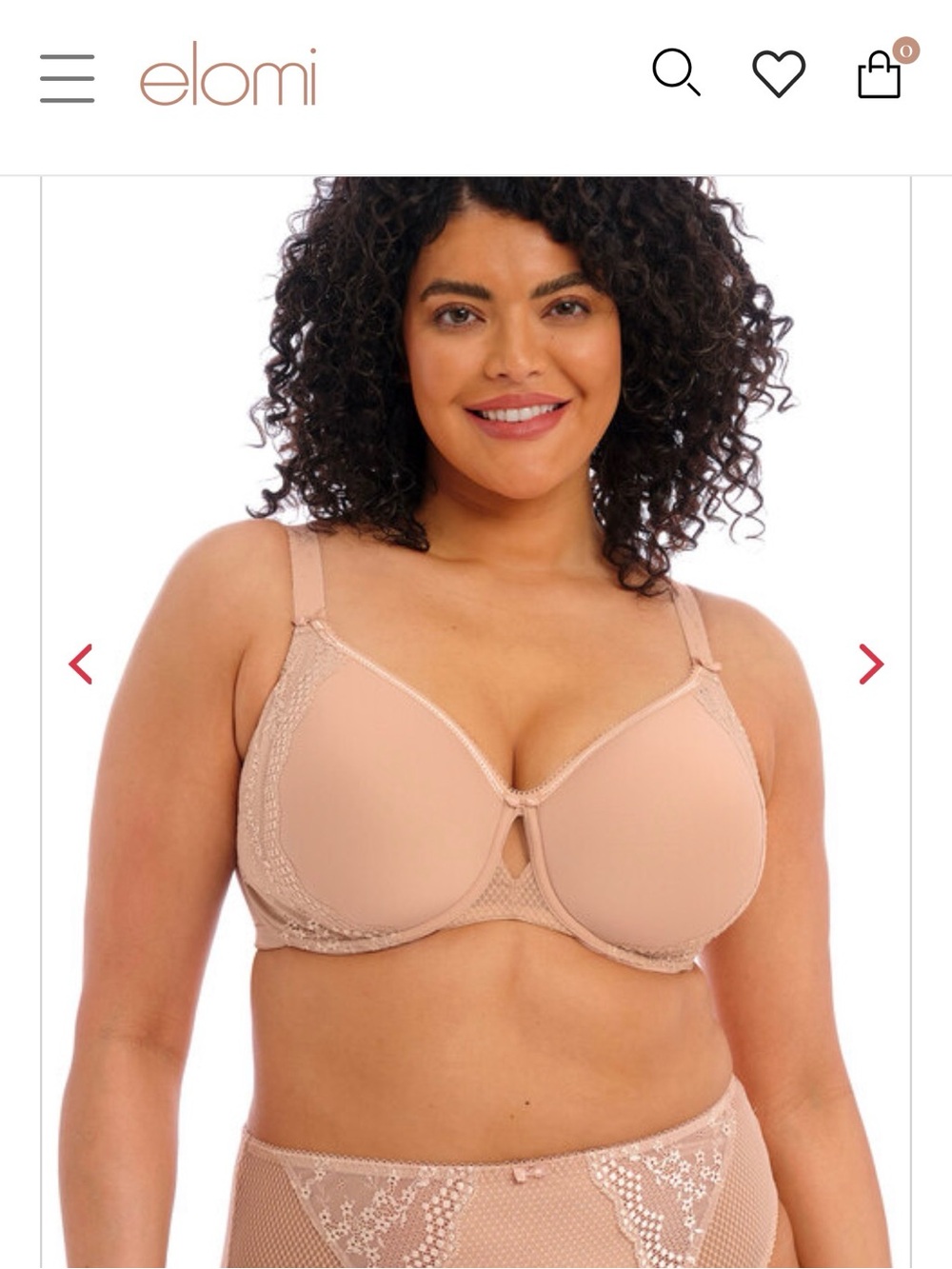 Elomi 40L Nude Lace Molded Underwire Full Coverage Bra EL4383